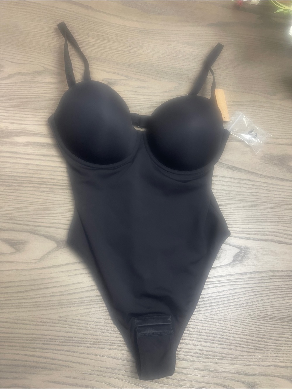 Black Contour Bodysuit Shapewear with Built-In Bra